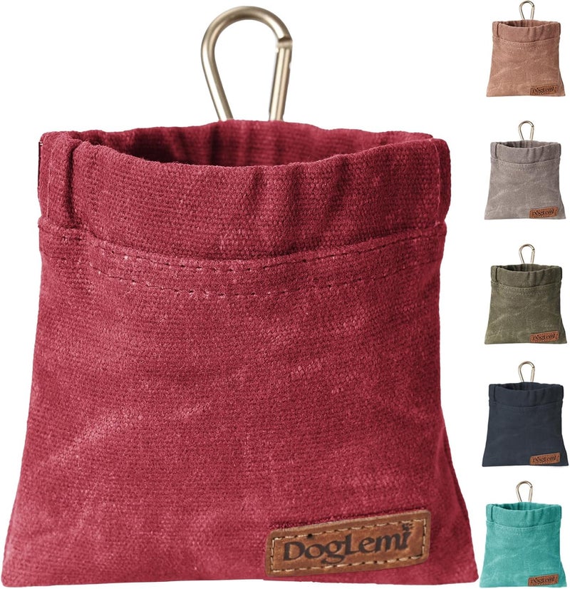 ETIAL Dog Treat Pouch,Portable Puppy Dog Training Treat Bag,Hand Free Dog Walking Bag,Auto Closing Pet Feed Snack Reward Pocket,Dog Food Dispenser for Pet Puppy Travel or Outdoor Use (Red) - Image 1